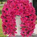 Artificial Flowers for Outdoors 2 Bundles of UV-Resistant Artificial Bougainvillea, Realistic Silk Flowers for Front Porch, Patio, Garden, Window Boxes & Hanging Baskets (Hot Pink, 2)