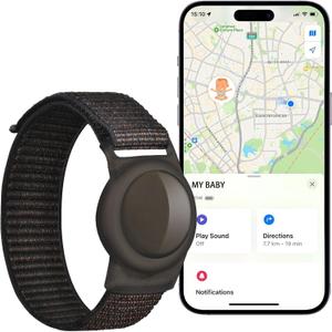 GPS Tracker for Kids (iOS only), Teen, Special Needs, and Elderly - Real-Time Mini Locator Watch Band with No Monthly Fee - Hidden Tracking Device for iOS - Works with Apple Find My