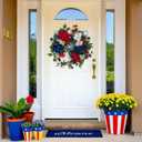 20 Inch 4th of July Wreath, Patriotic Wreaths for Front Door, Red White Blue Hydrangea Flower Wreaths with Daisy for Memorial Day,Independence Day Wreath for Front Door Wall Window Decor