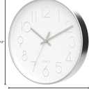 Tosnail 12 Inches Round Silent Non Ticking Quartz Wall Clock - Elegant Silver Frame