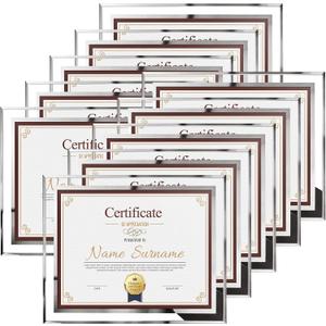 Schliersee 8.5x11 Certificate Frame Set of 10, 8.5 by 11 Glass Photo Picture Frame for Certificate, Document, Diploma, Degree, Award