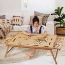 TEAKMAMA 2000 Piece Wooden Jigsaw Puzzle Board with 4 Drawers, Folding Puzzle Table with Protective Cover, Jigsaw Board with Legs, Multifunctional Game Table for Adults 