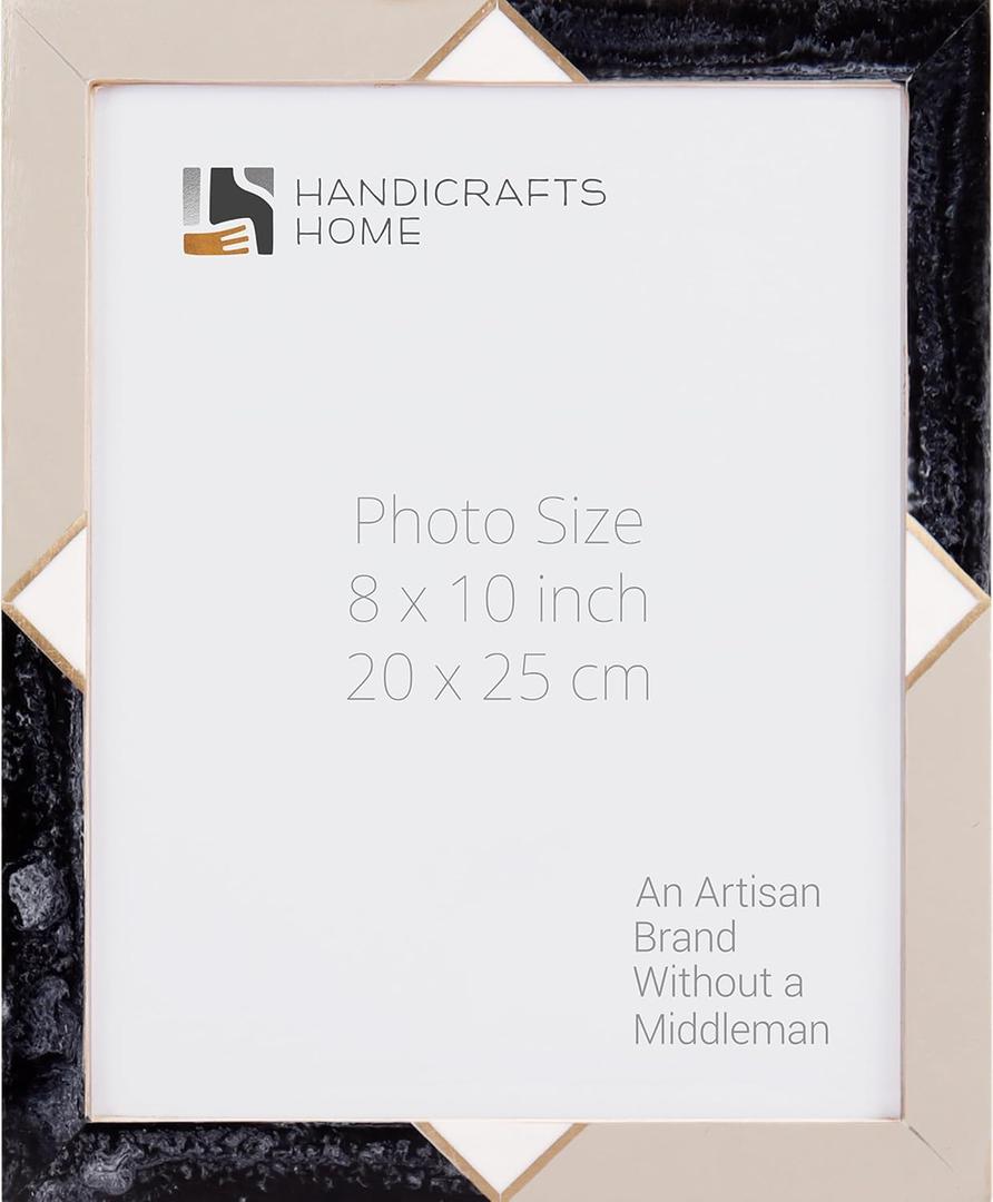 Handicrafts Home 8 by 10 Black Picture FrameMenton Collection Handmade Resin Inlay & Brass Photo Frame for Modern Farmhouse Wall Decor, Holiday & Seasonal Home Styling, Vintage Shelf & Desk Decor