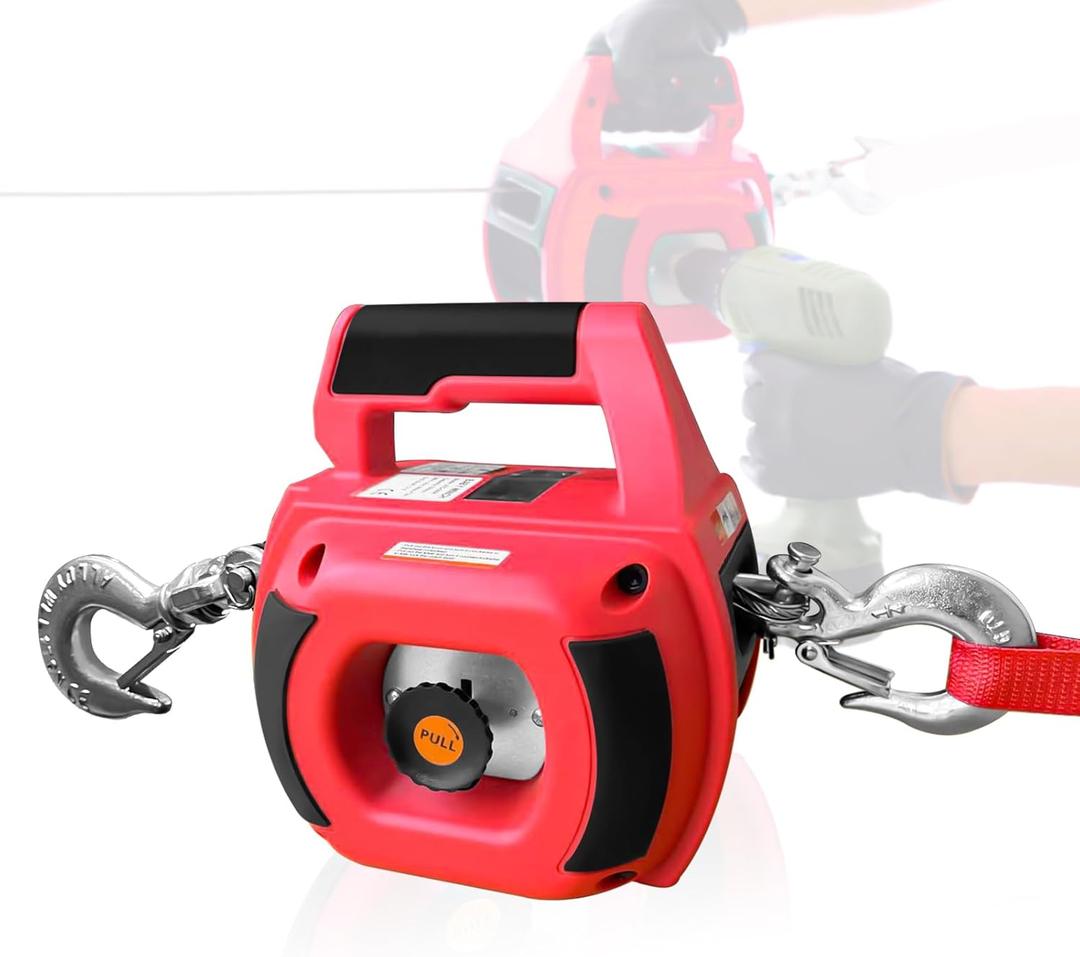 Portable Drill Winch 750 LB Pulling Capacity with 40 Feet Alloy Steel Wire Rope | Hand Winch for Lifting & Dragging