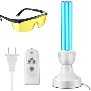 Qualirey 25 Watt UV Light, UVC Lamp with E27 Base and Remote Control and UV Protection Glasses, UVC Light Bulb for Basement/Bedroom/Kitchen, Style: Oz0ne Free
