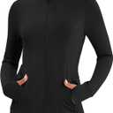Workout Jackets for Women Lightweight Running Sweat Jackets Full Zip Up Exercise Yoga Athletic Clothes with Pockets (XX-Large, Black)