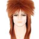 Orange Spiked Mullet Wigs for Men and Women 80s Heavy Metal Punk Rocker Wigs Halloween Costumes Funny Wig