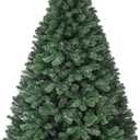 6FT Artificial Christmas Tree - Fluffy Fraser Fir Unlit Hinged Design, Faux Full Christmas Tree with 900 Premium Branch Tips, Includes Stand for Holiday Home Decor