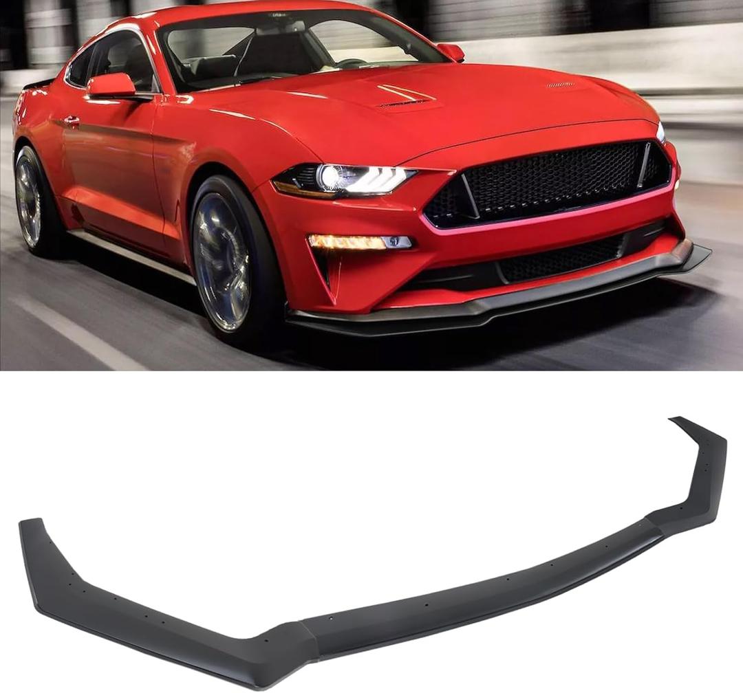 Front Bumper Lip Spoiler for Ford Mustang GT 2018-2023 Glossy Black Front Bumper Chin Splitter Diffuser Protector Guard