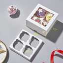 20 Pack Christmas White Chocolate Bomb Gift Boxes Hold 4 Count Cupcake Boxes with Window Food Grade Cupcake Holder Easy Transport and Presentation Ideal for Cupcakes, Desserts, and More