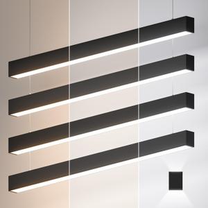 4FT LED Linear Lights 50/45/40/35/30W Up and Down Light, 3000/4000/5000K 4 Feet Commercial Shop Lighting for Office Garage Basement Shop Dining Room bar, Dimmable 4 Architectural Fixture-4Pack (Black)