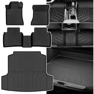 KUST Floor Mats Cargo Mat for 2019-2026 Nissan Altima Accessories, All Weather Floor Lines & Rear Trunk Liner TPE Rubber Car Mats Raised Edge, Full Set of 4PCS