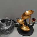 Tabletop Fountain Metal Lotus Circulating Fountain Water Feature for Zen Home Decor Warm Yellow Scene Light(23034)