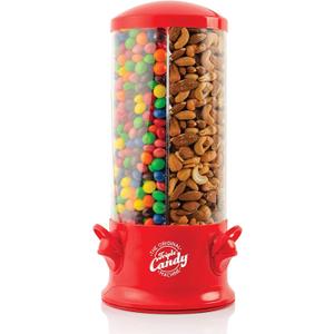 Handy Gourmet The Original Polystyrene Triple Candy Machine - Fun Candy & Nut Dispenser - New & Improved (Red) - 360 Degree and 3 Compartments