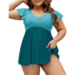 Edelqual Women's Plus Size Tankini Swimsuits Swim Dress Tummy Control Bathing Suits Two Piece High Waisted Swimwear 2025, XL