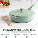 Goodful All-in-One Pan, Multilayer Nonstick, High-Performance Cast Construction, Multipurpose Design Replaces Multiple Pots and Pans, Dishwasher Safe Cookware, 11-Inch, 4.4-Quart Capacity, Sage Green