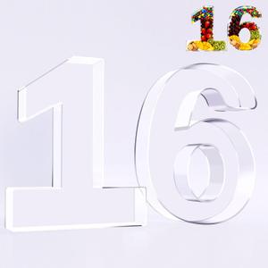 Ledido 10’’ Acrylic Number Charcuterie Board Box, Reusable Fillable Serving Tray for Candy Cake Fruit Snack, Easy-Clean Acrylic Charcuterie Tray for Birthday Anniversary Party Decorations, Number 16