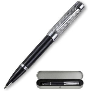 YUNCHUN Heavy Duty Black Ballpoint Pen, Luxury Ball Pen for Writing, Retractable Office Executive Bolgrafo for Work, Nice Gift Set for Men and Women, Black Ink Pen with Silver Checkered Pen Cap