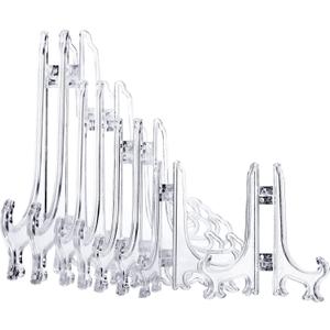 Boao 24 Pcs Plastic Easel Plate Stands Holders for Display 3/4/5/6 Inch Picture Frame Photo Plastic Easel Displaying Card Magazine Book Cd Phone Weddings Home Decoration (Clear)