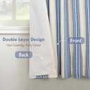 DriftAway Chris Linen Blackout Curtains with Thermal and Sound Reducing Layer 63 Inches Long for Bedroom Striped Printed Drapes Thermal Insulated Lined Window Treatment for Living Room Linen Jean Navy, 52"W x 63"L