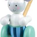 Push Along: Sheep - Wooden Toy, Colorful Wheeled Character w/Handle, Push & Pull, Encourage First Steps, Toddler & Kids, Ages 1+