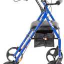 Drive Medical Hugo Elite Rollator Walker with Seat, Backrest and Basket, Blue