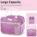 Lunch Bag For Women, Leakproof Glitter Lunch Box, Cute Lunch Tote Bag Adult, Large Capacity Insulated Reusable Cooler Lunch Containers for Work Travel Picnic or Office (Purple Bling Sparkle)