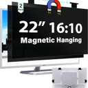 [2 Pack] Magnetic Hanging 22 Inch Computer Privacy Screen for 16:10 Aspect Ratio Widescreen Monitor, Eye Protection Anti Glare Blue Light Computer Monitor Privacy Filter, Removable 22in Protector Film