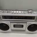 Retro Classic 80s Style Portable Boombox with Cassette Player Recorder, AM/FM/SW1/SW2 Radio, Bluetooth, USB/Micro SD Slots, Headphone Jack, 24W Dual Full-Range High Bass Speakers (Sliver)