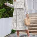 Womens Casual Midi Dress Long Sleeve Floral Chiffon A Line Flowy Vacation Dresses