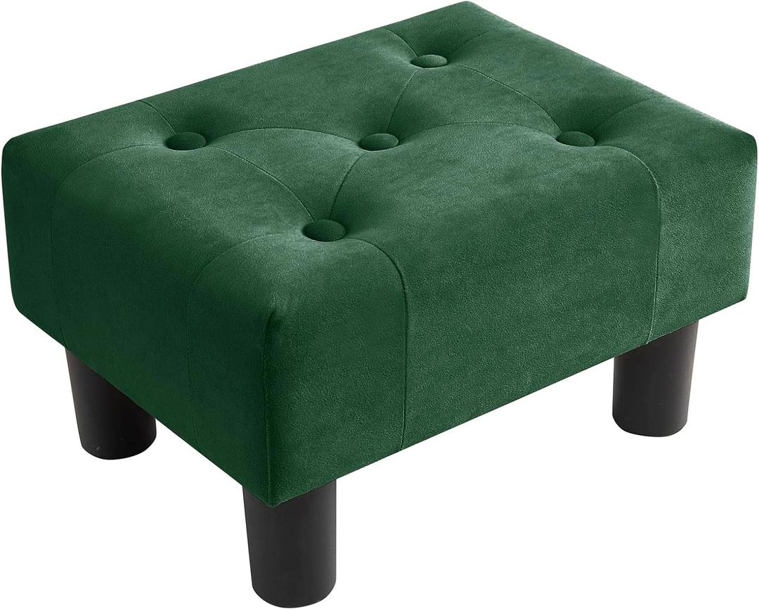 Poofzy Small Foot Stool Ottoman, Velvet Ottoman Foot Rest with Legs, Rectangle Foot Rest for Couch, Footstools and Ottomans Small for Living Room and Entryway (Green)