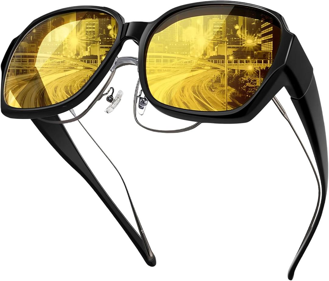 2 x Night Vision Glasses for Driving, Anti Glare Polarized Driving Sunglasses UV Protection Eyewear for Men and Women