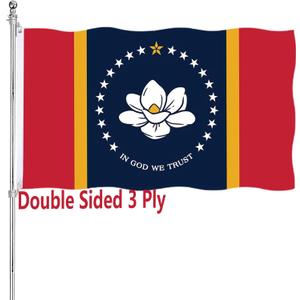 New Mississippi MS State Flag Double Sided 3x5 Outdoor Heavy Duty 3 Ply with Durable Canvas Header and 2 Brass Grommets Vivid Color