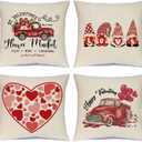 Valentines Day Decorations Pillow Covers 18x18 inch Set of 4 Red Heart and Love Decor Throw Pillows Decorative Cushion Cases for Home Wedding Party