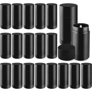 20 Pcs 30g/1oz Deodorant Jars Empty Refillable Round Plastic Deodorant Bottles Twist Up Bottom Filling Stick Tubes for Homemade DIY Lotion Bar Chapstick - Black