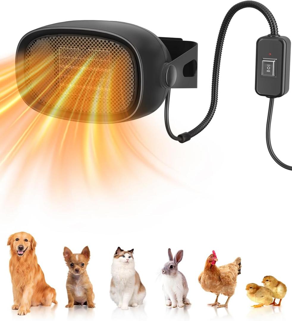 600W Dog House Heater with Thermostat, Pet Heater for Cold Winter, 6.5 Ft Anti Chew Cord, Pet House Heater for Outdoor Dog House