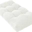 36 Inch Bench Cushion, Tufted Window Seat Cushion with High-Density Memory Foam, Soft Chenille Non-Slip Indoor Furniture Pad for Bay Window, Dining Bench, Entryway (White, 36x14x4)