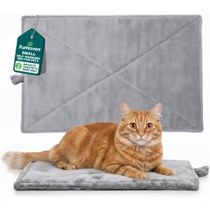 FurHaven ThermaNAP Self Warming Cat Mat/Dog Bed for Crates with Self-Warming Technology for Cozy Rest, Fully Machine Washable, Small, Plush Faux Fur, Gray