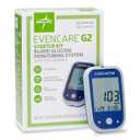 Medline EvenCare G2 Blood Glucose Monitor Starter Kit, Diabetic Care, 6 Sec Results, General Purpose Lancing Device & Lancets, Test Strips, Batteries, Guide, Carrying Case, Logbook, Voice Guidance