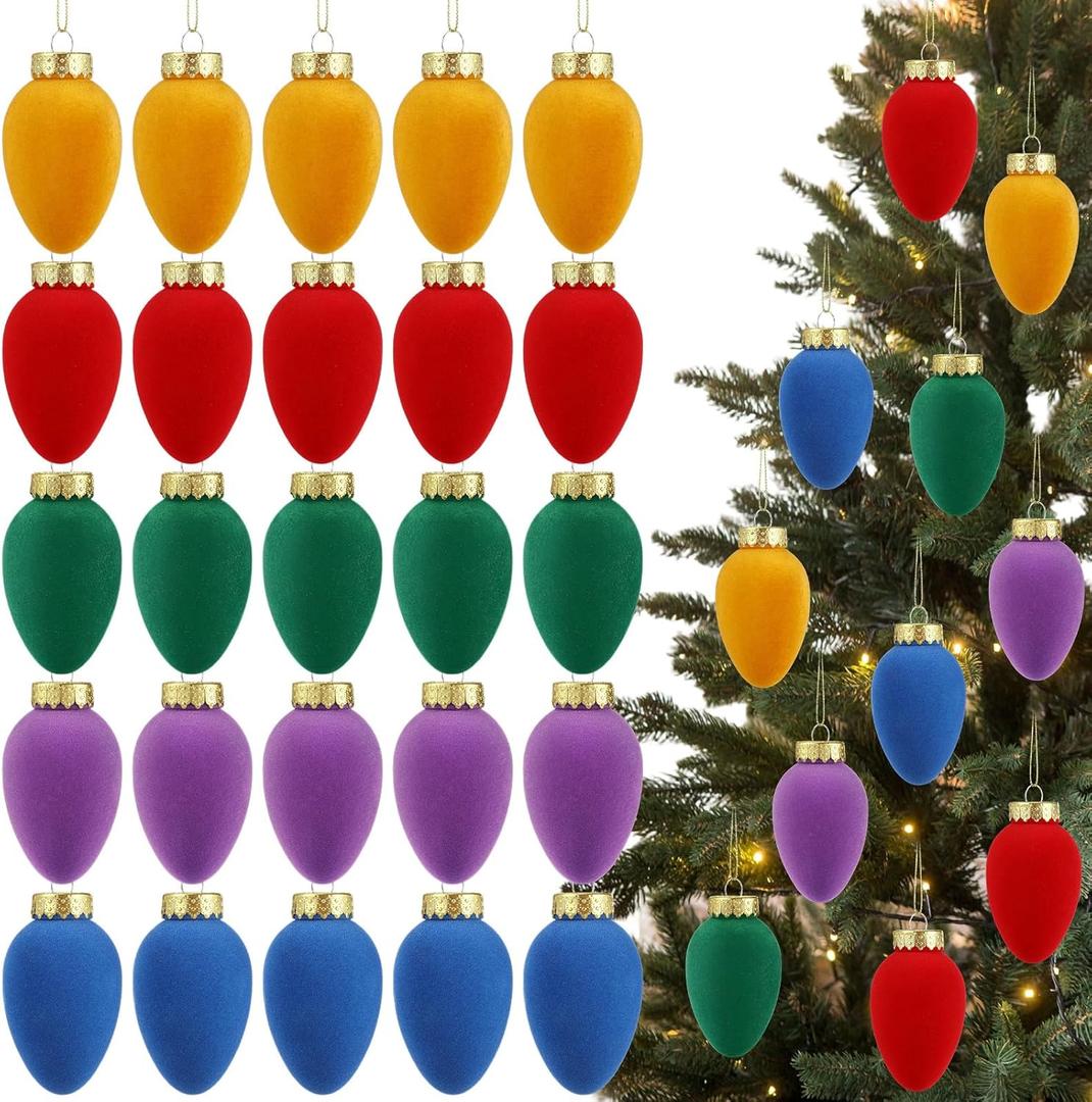 15 Pcs Christmas Velvet Balls Bulk C9 Flocked Christmas Tree Ball Ornaments Plastic Shatterproof Xmas Decorative Hanging Home Ornaments for Xmas Tree Party Holiday Decor (3.15'',Rainbow)