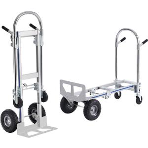 VEVOR Aluminum Truck, 2 in 1, 800 lbs Load Capacity, Heavy Duty Industrial Convertible Folding Hand Truck and Dolly, Utility Cart Converts from Hand Truck to Platform Cart with Rubber Wheels (19.7" x 46.5" x 40.6")