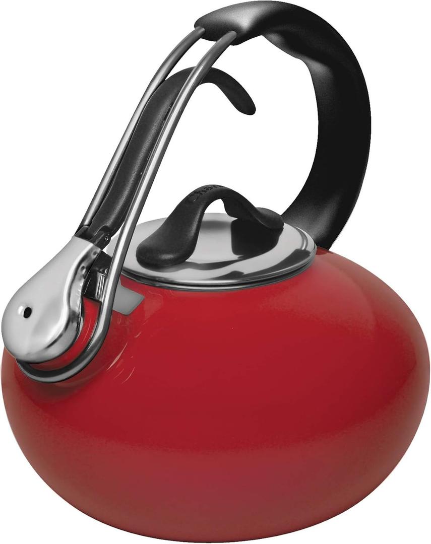 Chantal Classic Loop Enamel on Steel Whistling Tea Kettle, 1.8 quart (Red)