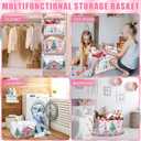 3 Pcs Christmas Pink Nutcracker Basket Diamond Plaid Christmas Tree Gift Basket Soldier Mouse Ballet Girl Clothes Storage Cube for Home Office Dorm Closet Shelf Organizer