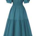 Nuoqi Victorian Dress Women 1800s Edwardian Dress Short Sleeve High Neck Renaissance Costume, XL