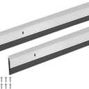 FoldTier 2 Pcs All-Season Door Sweep for Bottom of Door Exterior and Interior, Aluminum Alloy and Rubber, Commercial Weather Stripping Draft Stopper for Threshold Seal (1-3/4 x 36 Inch,Silver)