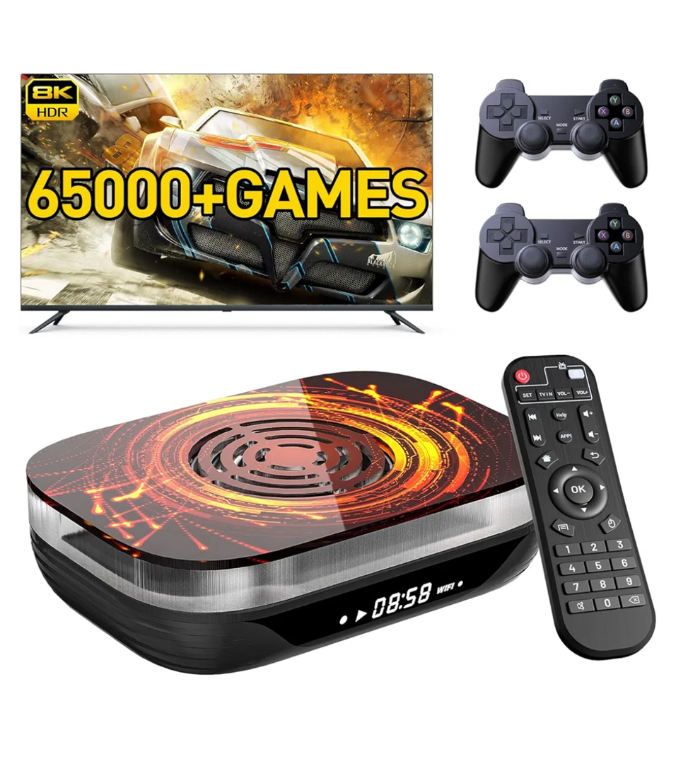 Kinhank Retro Game Consoles Super Console X4 Plus Built-in 90000+ Games, S905X4 Chip, Emuelec 4.6 Game System Andriod 11 TV for 4K HD Output, Compatible with 50+ Classic Emulators,2.4/5GHz Dual Wifi, with Wireless Controllers (256G)