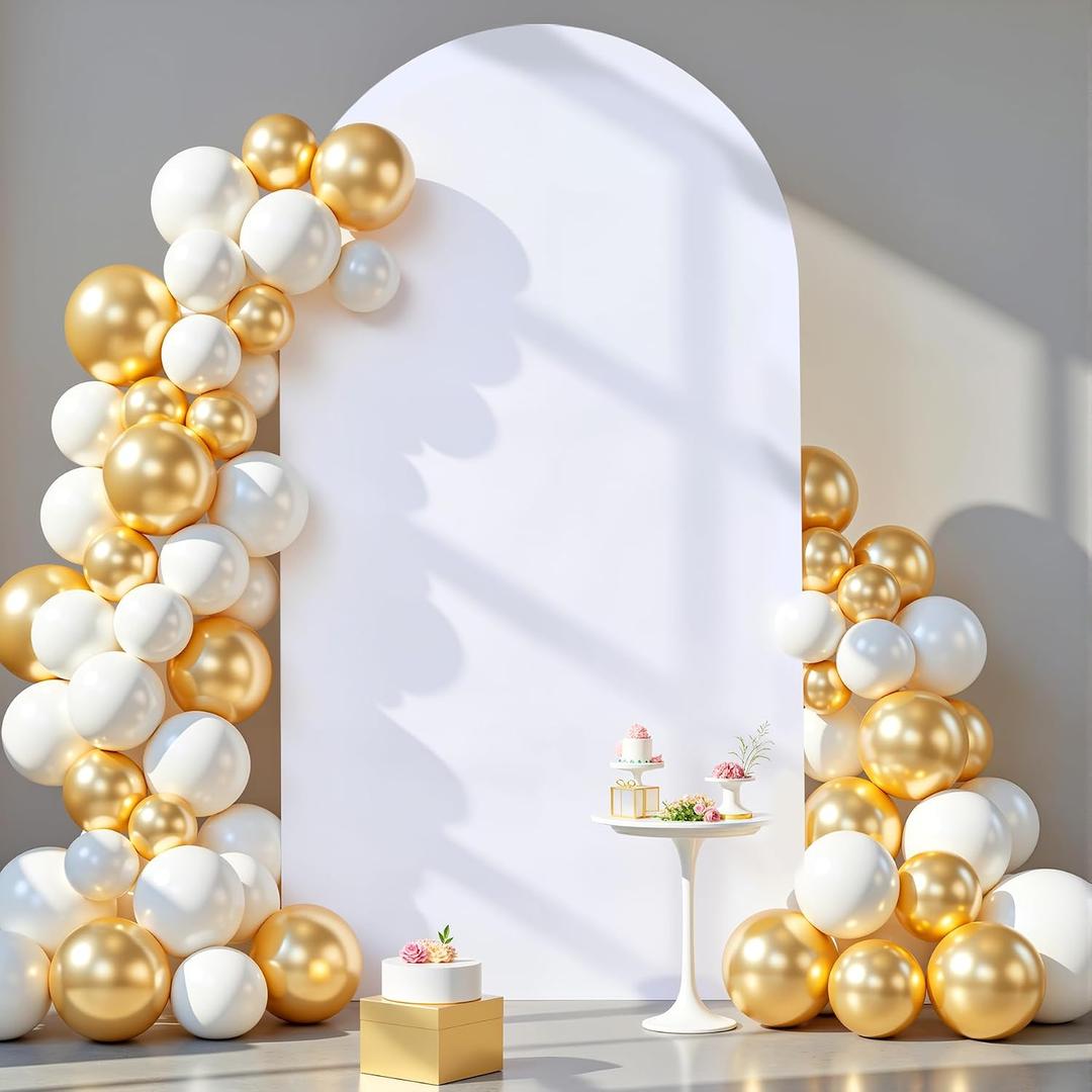 6.6 ft Arch Backdrop Cover White - Double-Sided Spandex Arch Covers Stretchy Backdrop for Balloon Arches Birthday Party Baby Shower Banquet Wedding Photo Background