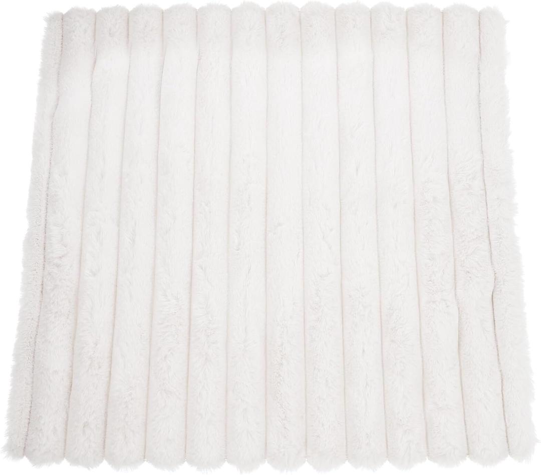 Zerodeko Plush Square Cushion Cover with Wide Edge Soft Throw Pillowcase for Couch and Sofa Invisible Zipper Closure Comfortable Decorative Pillow Case for Living and Bedroom White