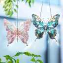 Geelin 2 Pcs Acrylic Butterfly Suncatcher Ornament Stained Glass Butterfly Gifts for Women Colorful Suncatcher Window Hanging Home Garden Decor Spring Birthday for Women & Nature Lovers