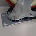 5 Inch Industrial Heavy Duty Swivel Caster Wheels with Brake,Set of 4 Safety Locking Casters,Load 2400lbs,Premium Polyurethane Wheels for Table,Trailer,Saw Table,Stage Toolbox,Bed,Corn Board (Red)